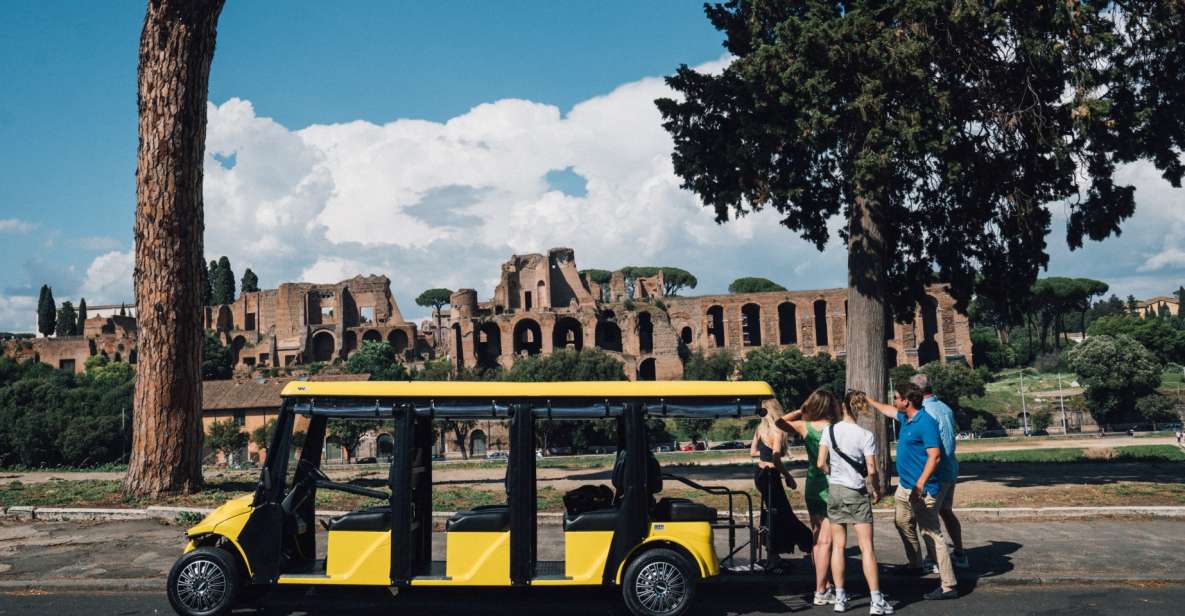 Rome: Appian Way Golf Cart Tour with Roman Catacombs Entry - The cart setup: small group, shared commentary, and two vehicles