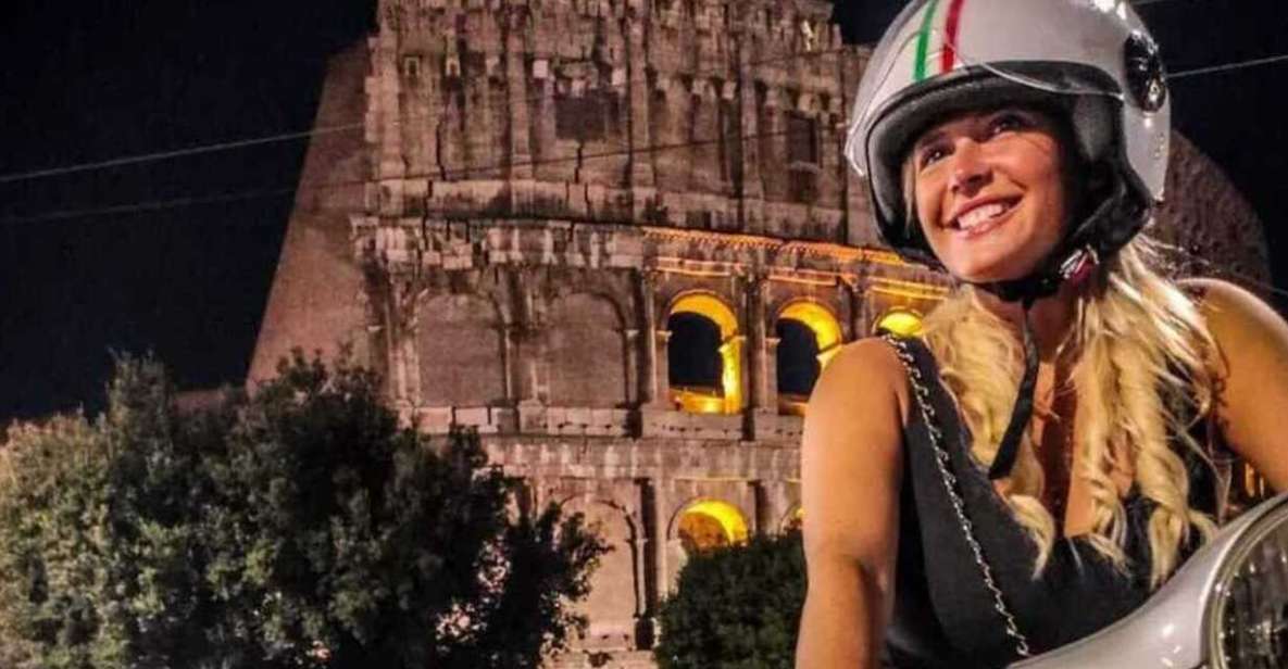 Rome by Night Vespa Tour With Driver/Private Guide - The Colosseum after dark: photo stop energy plus guided context